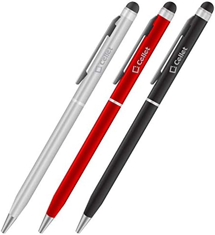 Pro Stylus Pen עבור Xiaomi Redmi Note 8 Pro עם דיו, דיוק גבוה, צורה רגישה במיוחד וקומפקטית למסכי מגע [3 חבילה-שחור-אדום-סילבר]